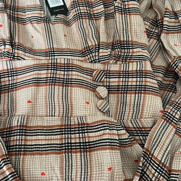 RARE AFRM plaid with hearts open slit midi dress - Picture 5 of 9